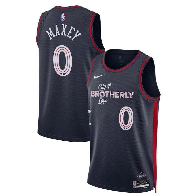 Tyrese Maxey Philadelphia 76ers Unisex 23/24 NBA Jersey – Navy – City Edition